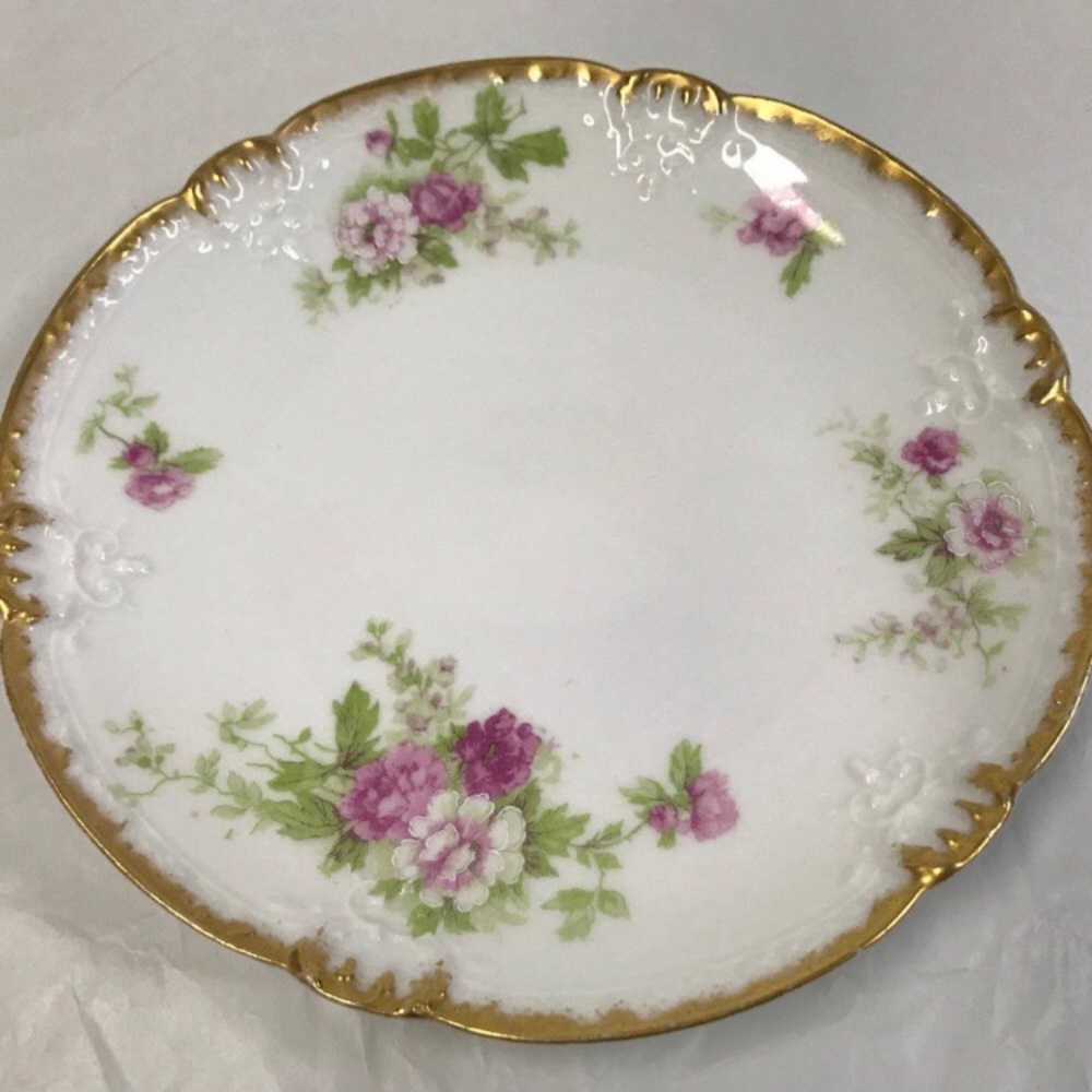 T&V Limoges Pink Roses Display Plate, c. 1892